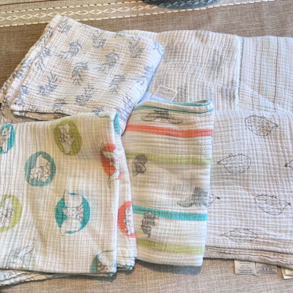 Aden + Anais Cotton Muslin Swaddle Blanket Bundle 5pk Disney Dumbo Hedgehog